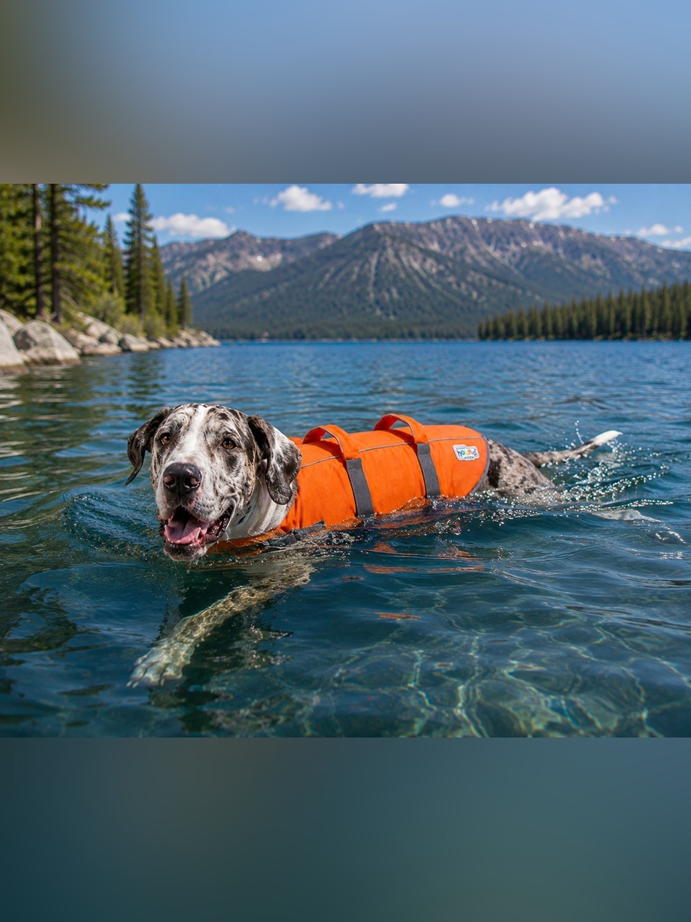 Outward Hound High-Visibility Orange & Gray Dog Life Jacket with Grab Handle-NWT